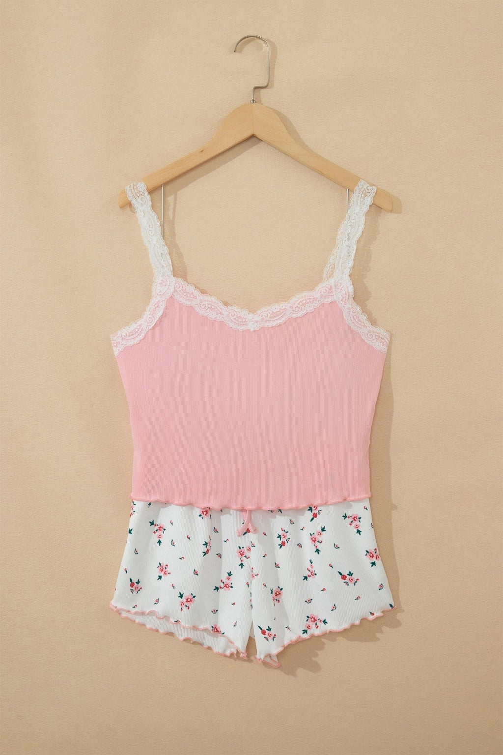 Floral Ribbed Crop Top & Shorts Lounge Set - Rooted & Reckless Co.