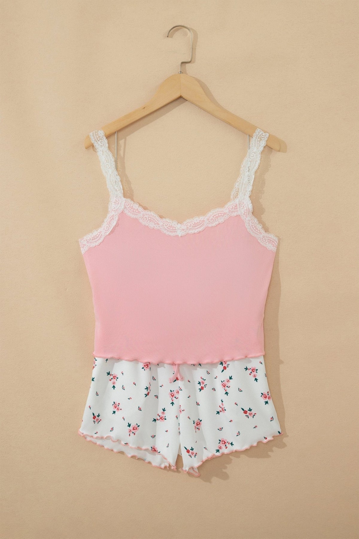Floral Ribbed Crop Top & Shorts Lounge Set - Rooted & Reckless Co.