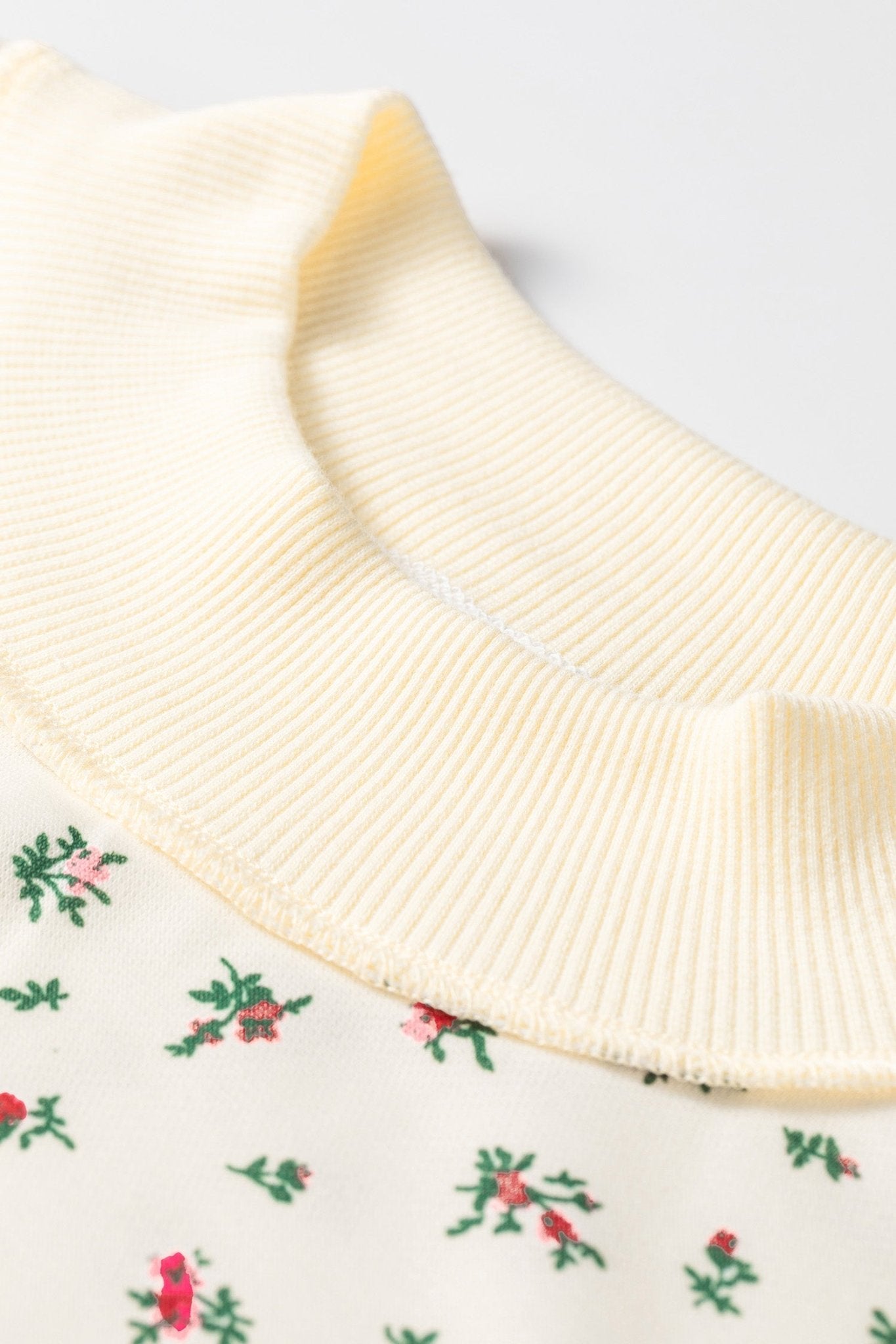 Floral Ribbed High Neck Exposed Hem Baggy Sweatshirt - Rooted & Reckless Co.