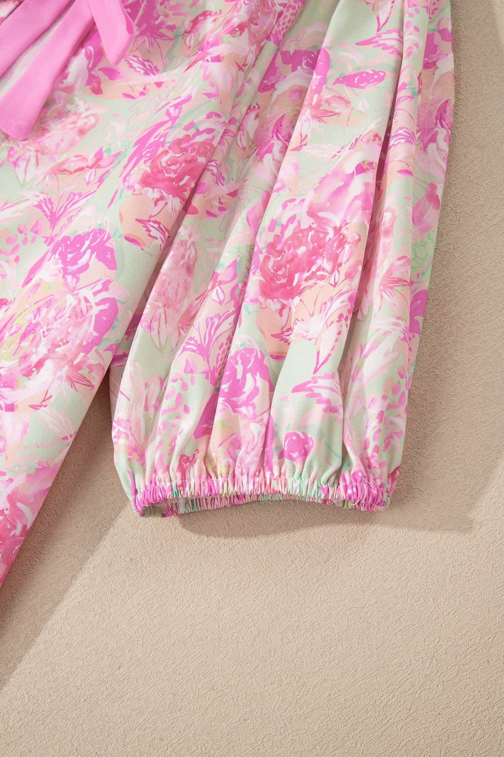 Floral Ribbon Tie Front Puff Sleeve Blouse - Rooted & Reckless Co.