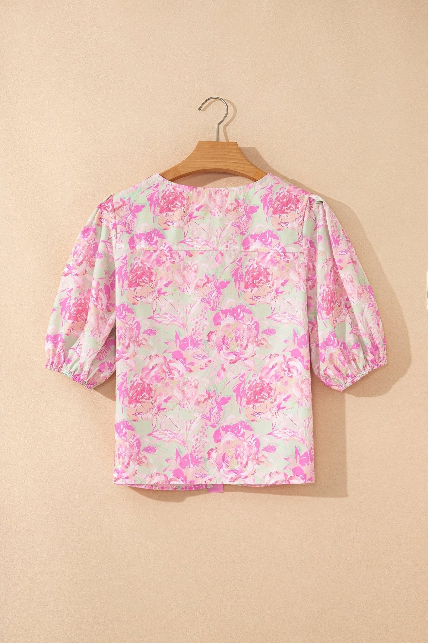 Floral Ribbon Tie Front Puff Sleeve Blouse - Rooted & Reckless Co.