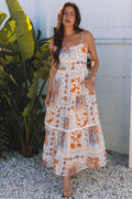 Floral Ricrac Trim Spaghetti Strap Maxi Dress - Rooted & Reckless Co.
