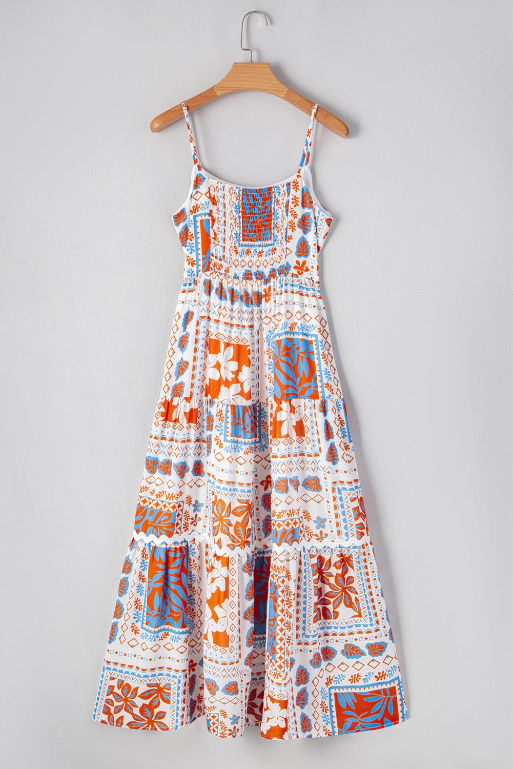 Floral Ricrac Trim Spaghetti Strap Maxi Dress - Rooted & Reckless Co.