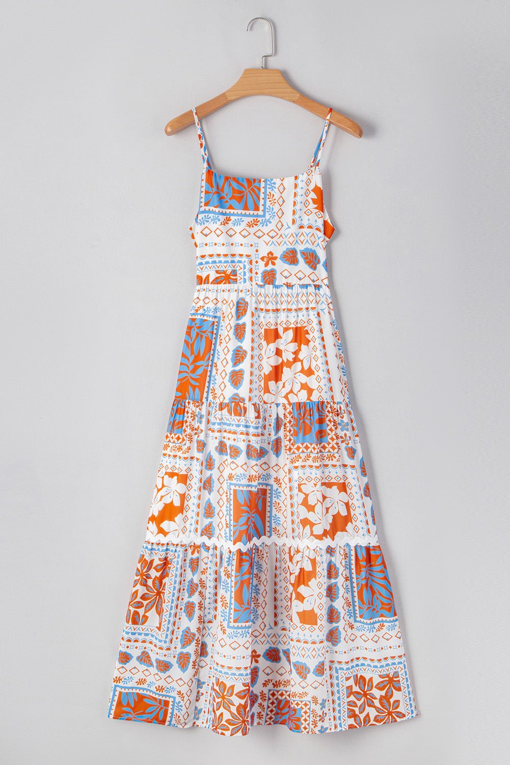 Floral Ricrac Trim Spaghetti Strap Maxi Dress - Rooted & Reckless Co.