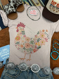 Floral Rooster Graphic Tee - Rooted & Reckless Co.