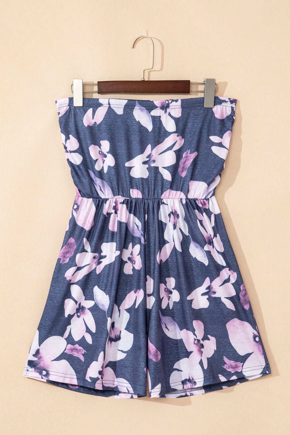 Floral Ruched Strapless Bandeau Pocketed Romper - Rooted & Reckless Co.