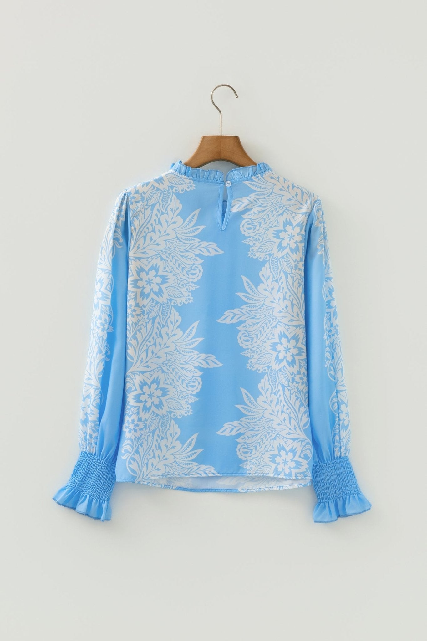 Floral Ruffle Collar Puff Long Sleeve Blouse - Rooted & Reckless Co.