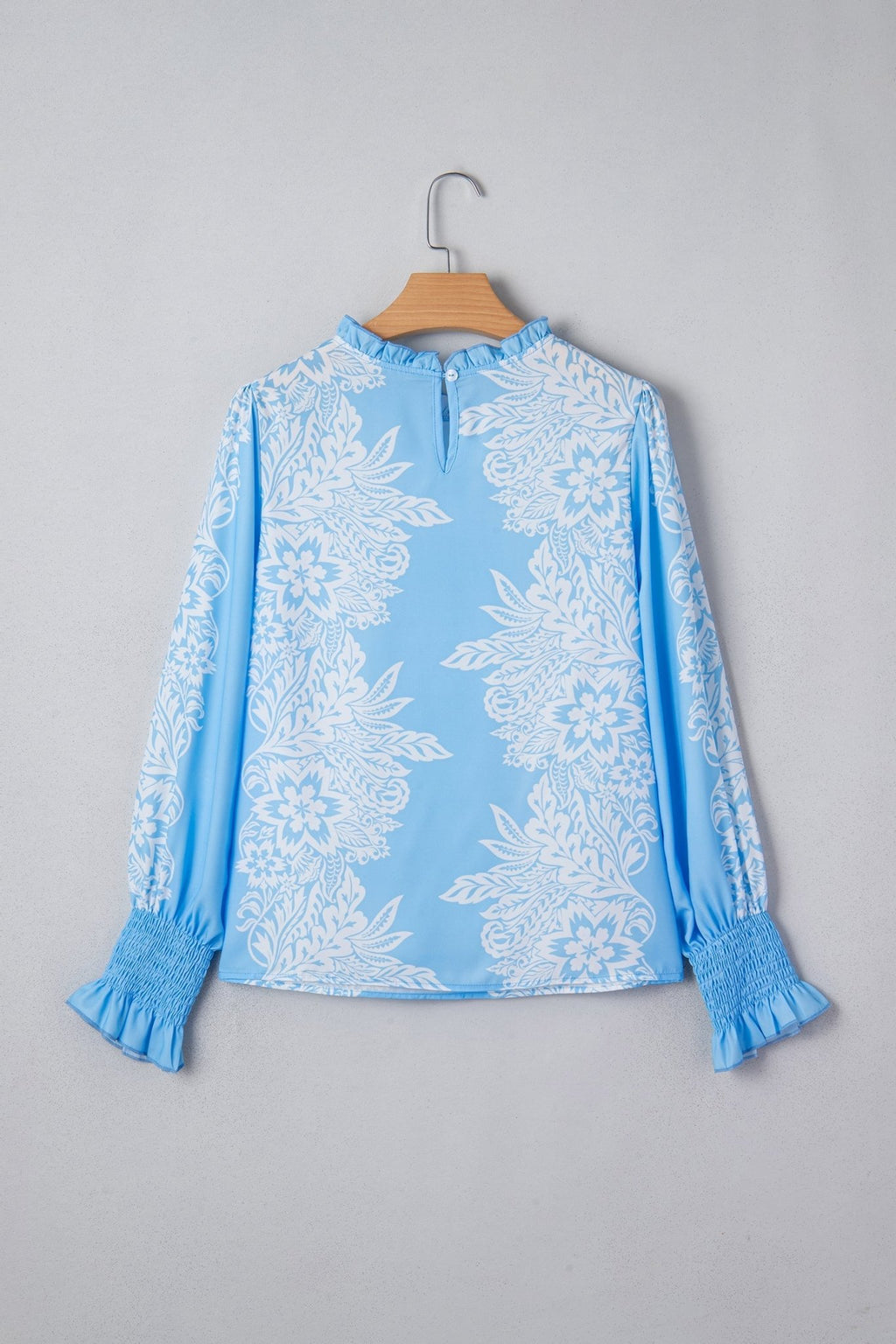 Floral Ruffle Collar Puff Long Sleeve Blouse - Rooted & Reckless Co.