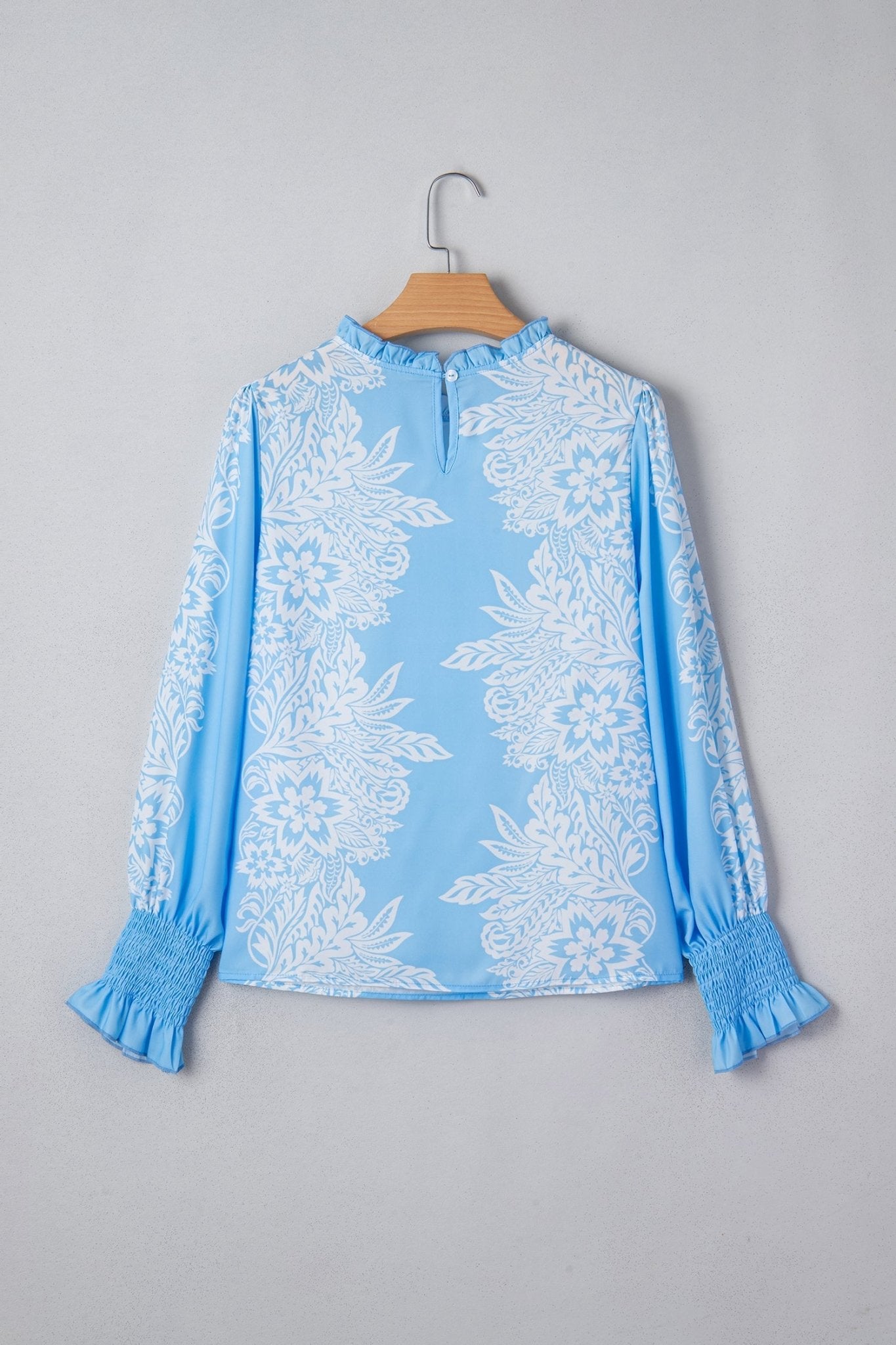 Floral Ruffle Collar Puff Long Sleeve Blouse - Rooted & Reckless Co.