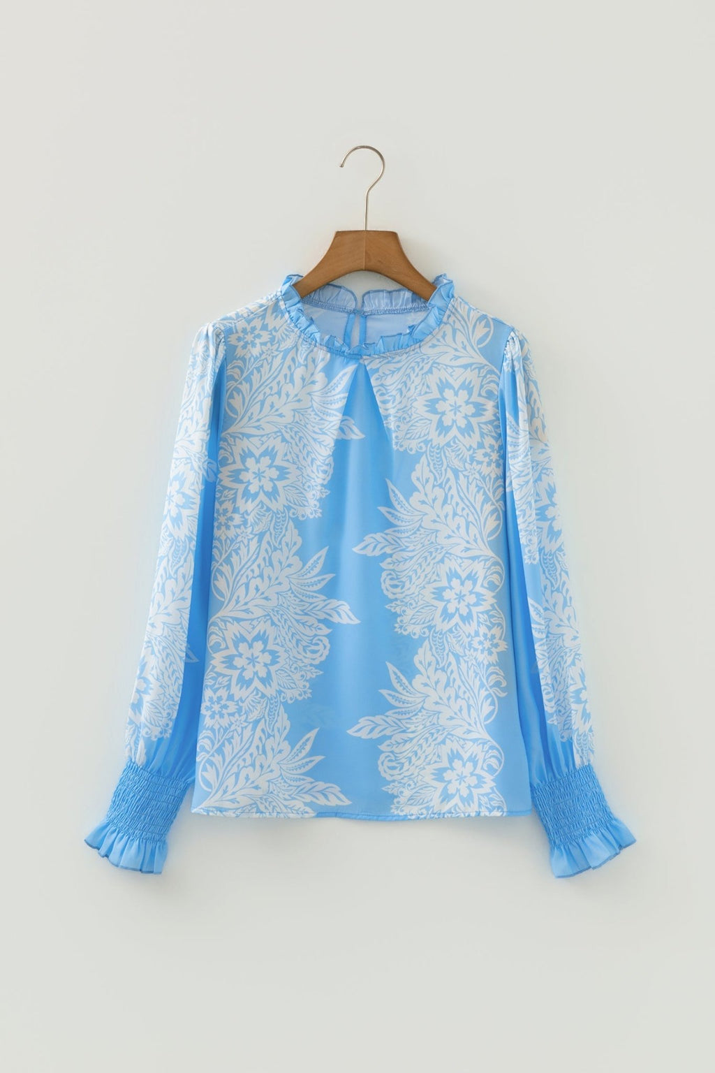 Floral Ruffle Collar Puff Long Sleeve Blouse - Rooted & Reckless Co.