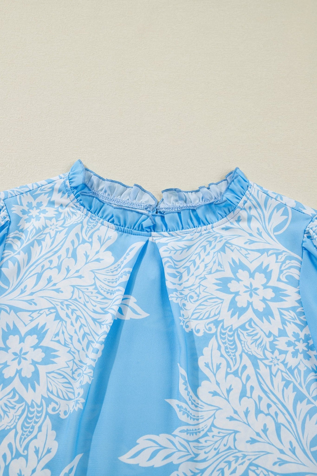 Floral Ruffle Collar Puff Long Sleeve Blouse - Rooted & Reckless Co.