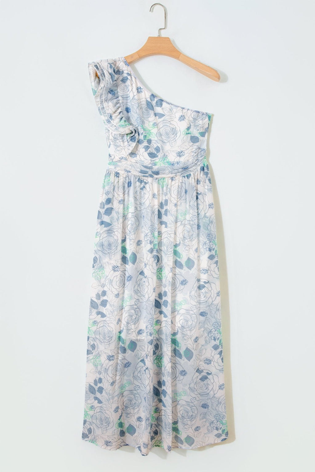 Floral Ruffle One Shoulder Maxi Dress - Rooted & Reckless Co.