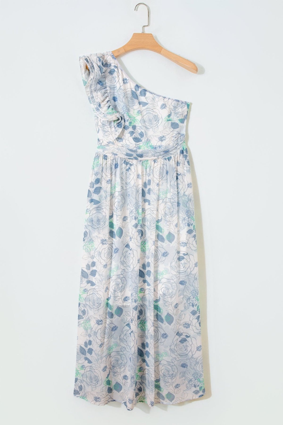 Floral Ruffle One Shoulder Maxi Dress - Rooted & Reckless Co.