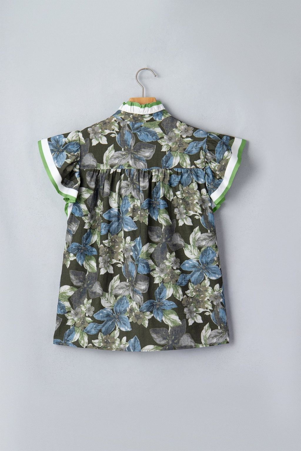 Floral Ruffle Short Sleeve Half Buttoned Blouse - Rooted & Reckless Co.