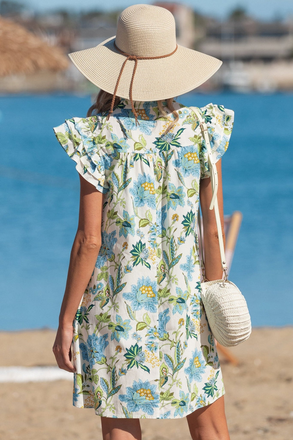 Floral Ruffle Short Sleeve V-Neck Mini Dress - Rooted & Reckless Co.