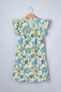 Floral Ruffle Short Sleeve V-Neck Mini Dress - Rooted & Reckless Co.