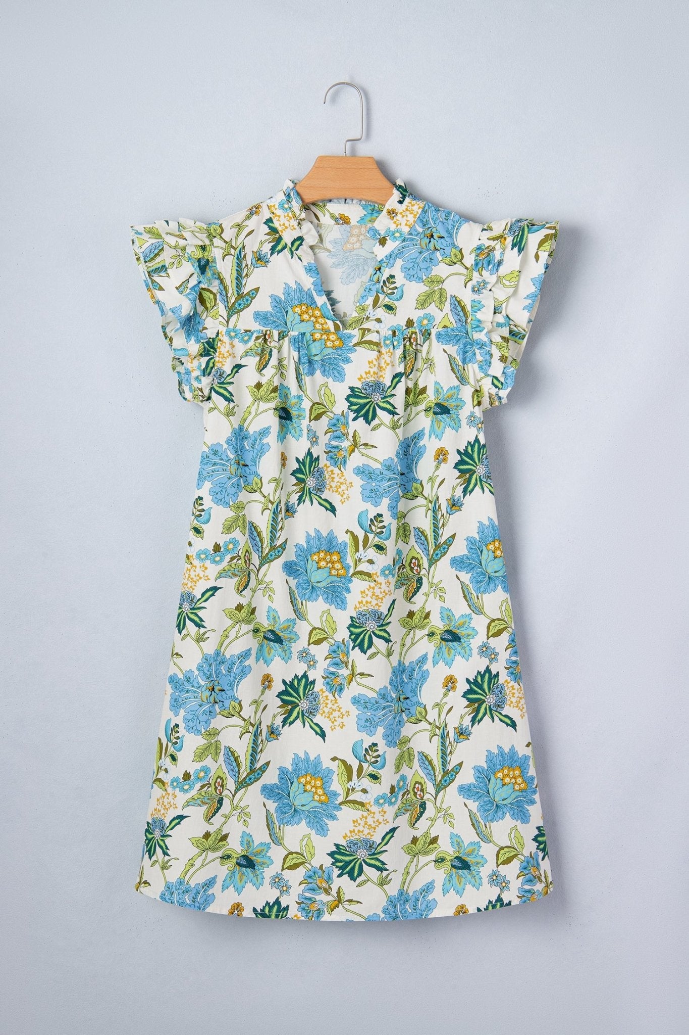 Floral Ruffle Short Sleeve V-Neck Mini Dress - Rooted & Reckless Co.