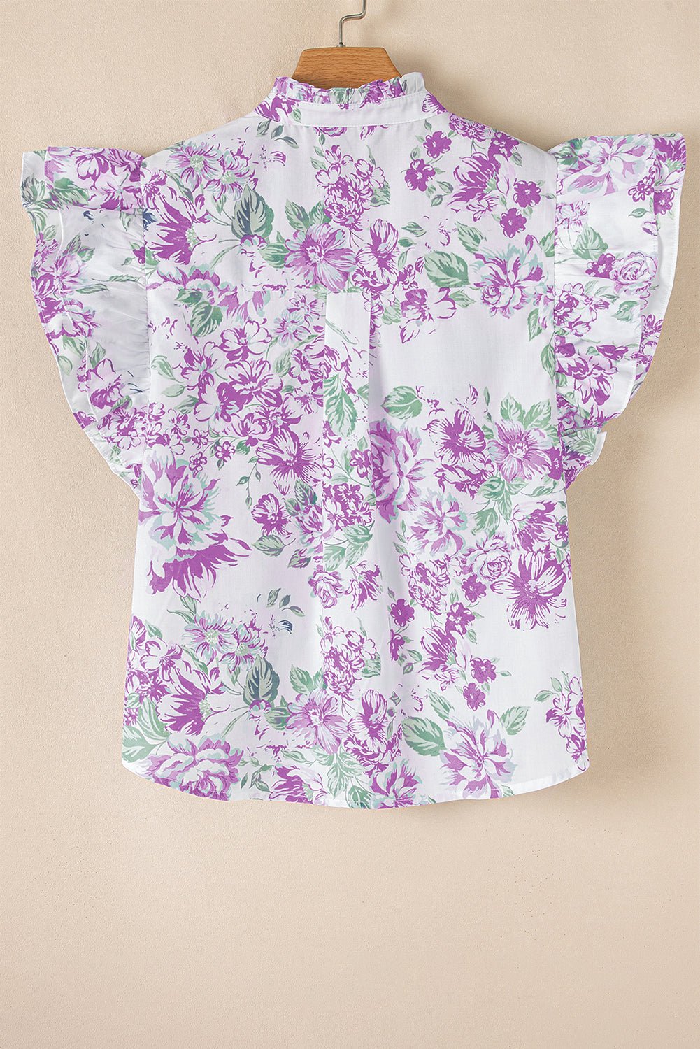 Floral Ruffle Sleeve Frilled Button-Up Shirt - Rooted & Reckless Co.