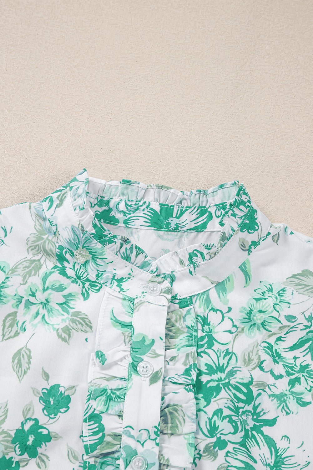 Floral Ruffle Sleeve Frilled Button-Up Shirt - Rooted & Reckless Co.