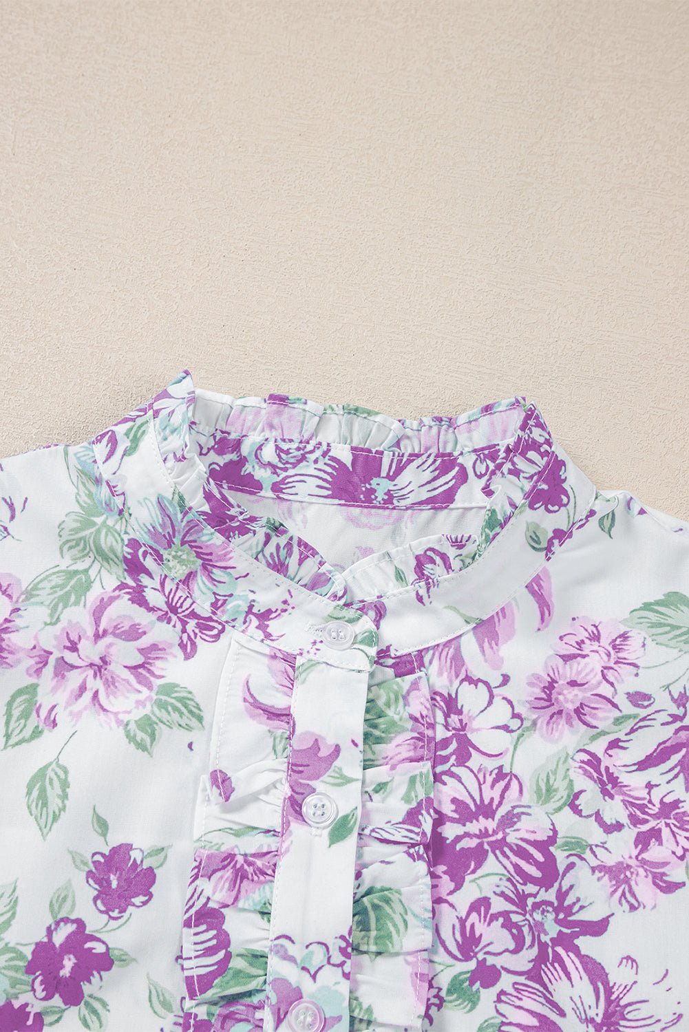 Floral Ruffle Sleeve Frilled Button-Up Shirt - Rooted & Reckless Co.