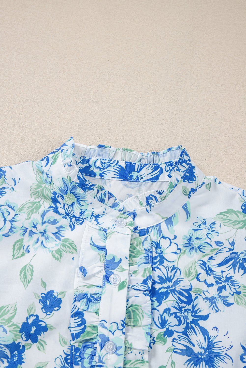 Floral Ruffle Sleeve Frilled Button-Up Shirt - Rooted & Reckless Co.