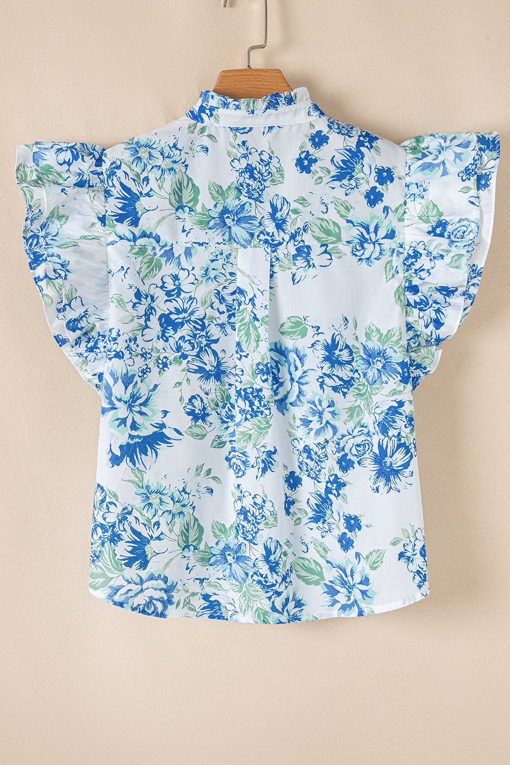 Floral Ruffle Sleeve Frilled Button-Up Shirt - Rooted & Reckless Co.