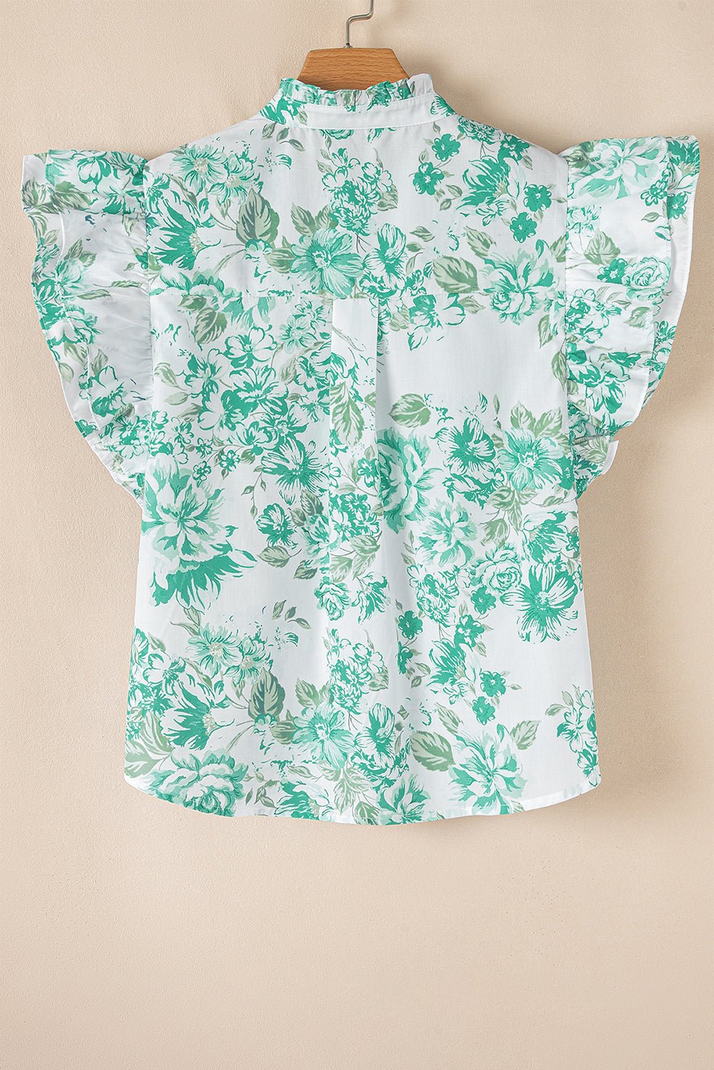 Floral Ruffle Sleeve Frilled Button-Up Shirt - Rooted & Reckless Co.
