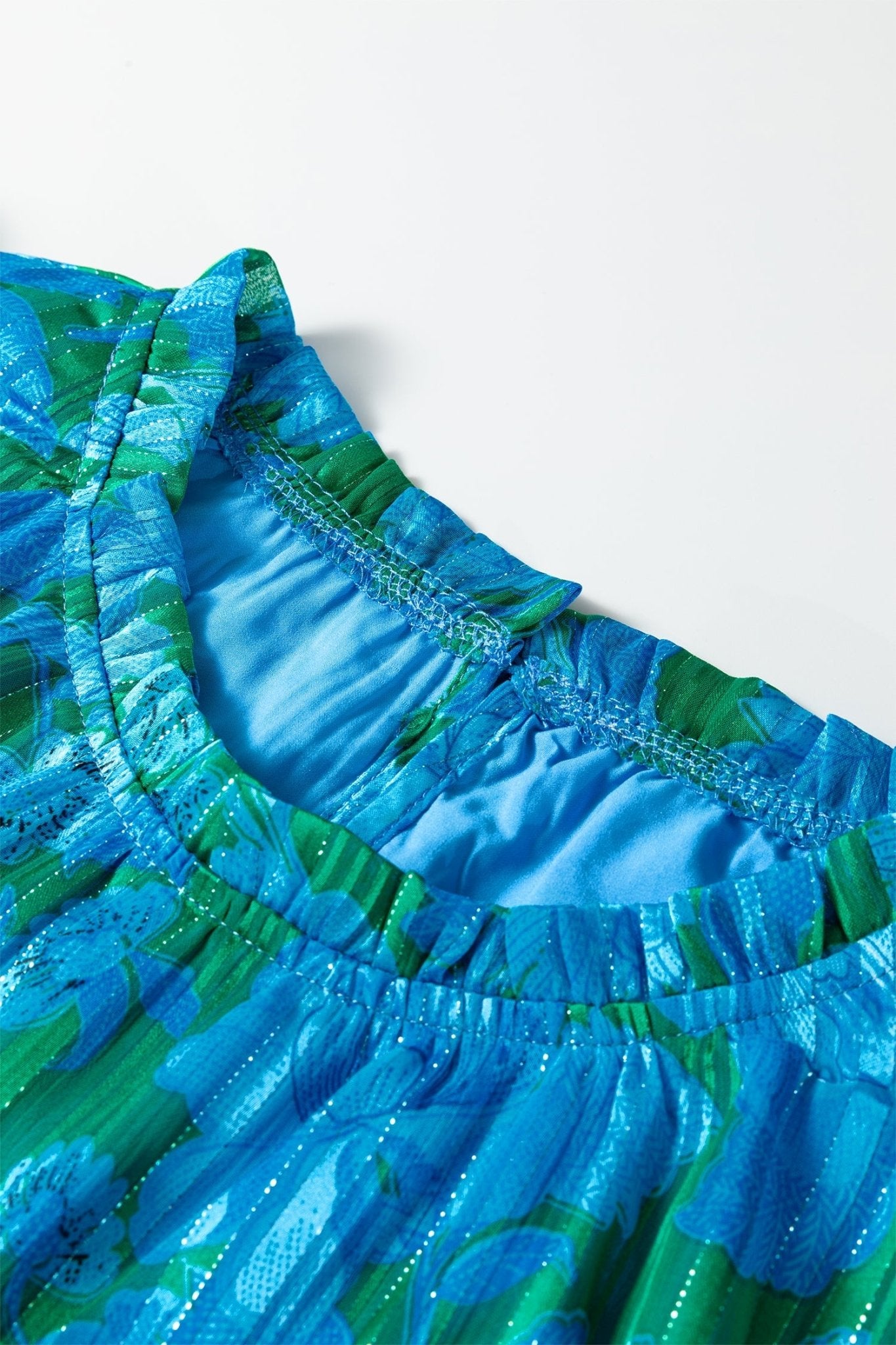 Floral Ruffle Sleeve Keyhole Back Blouse - Rooted & Reckless Co.