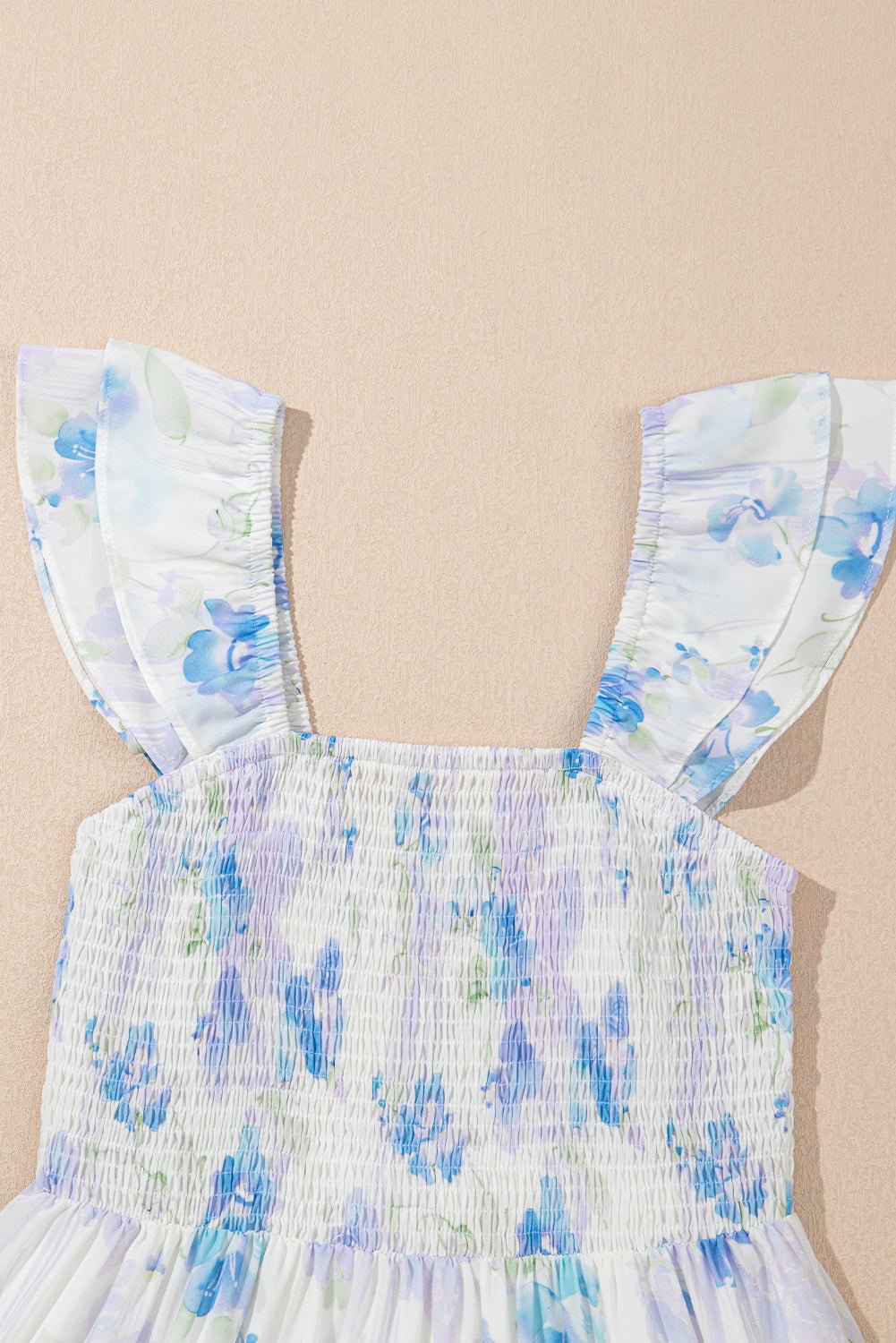 Floral Ruffle Sleeve Smocked High Waist Dress - Rooted & Reckless Co.