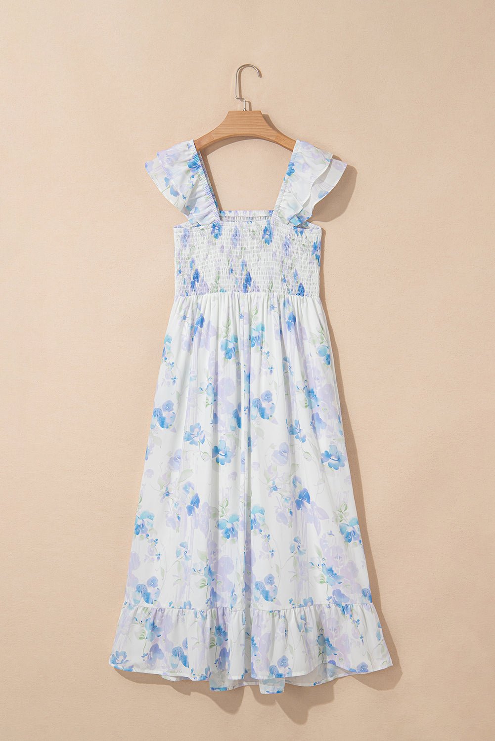 Floral Ruffle Sleeve Smocked High Waist Dress - Rooted & Reckless Co.