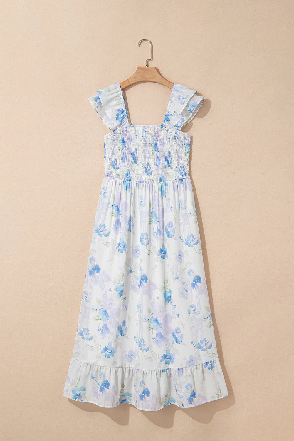 Floral Ruffle Sleeve Smocked High Waist Dress - Rooted & Reckless Co.