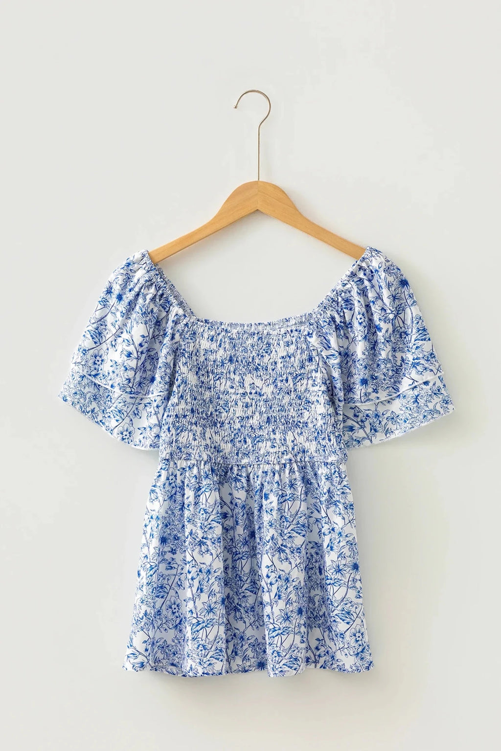 Floral Ruffle Sleeve Square Neck Babydoll Blouse - Rooted & Reckless Co.