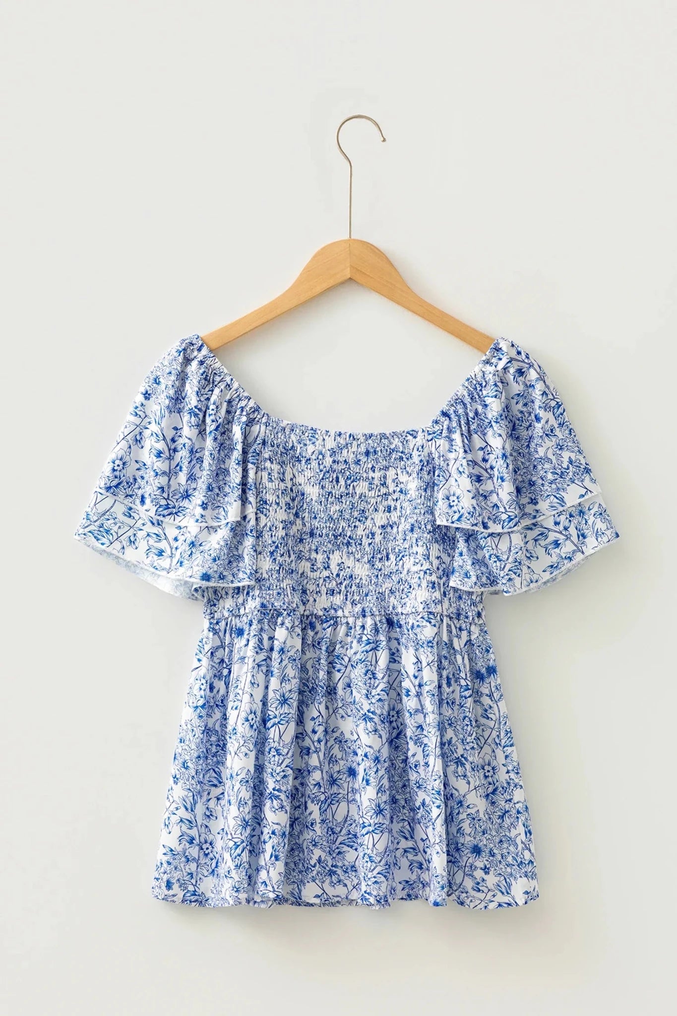 Floral Ruffle Sleeve Square Neck Babydoll Blouse - Rooted & Reckless Co.