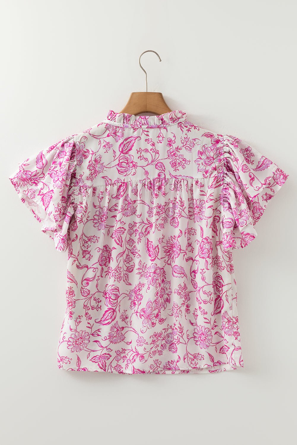 Floral Ruffle Sleeve V-Neck Blouse - Rooted & Reckless Co.