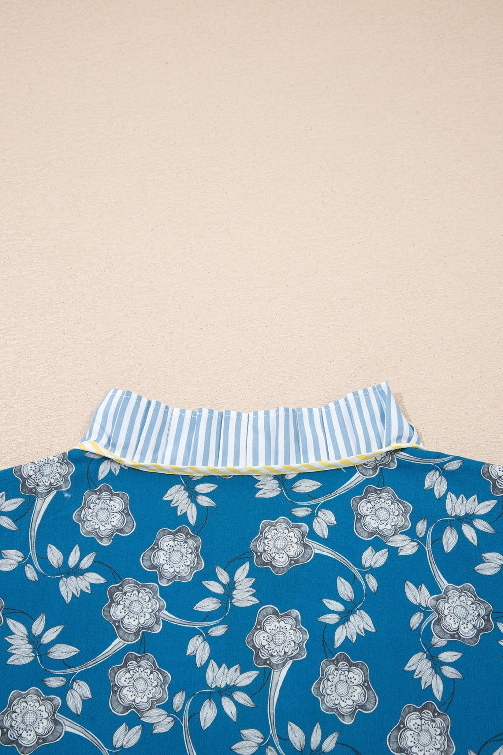Floral Ruffle Stripe Trim Short Sleeve Buttoned Dress - Rooted & Reckless Co.