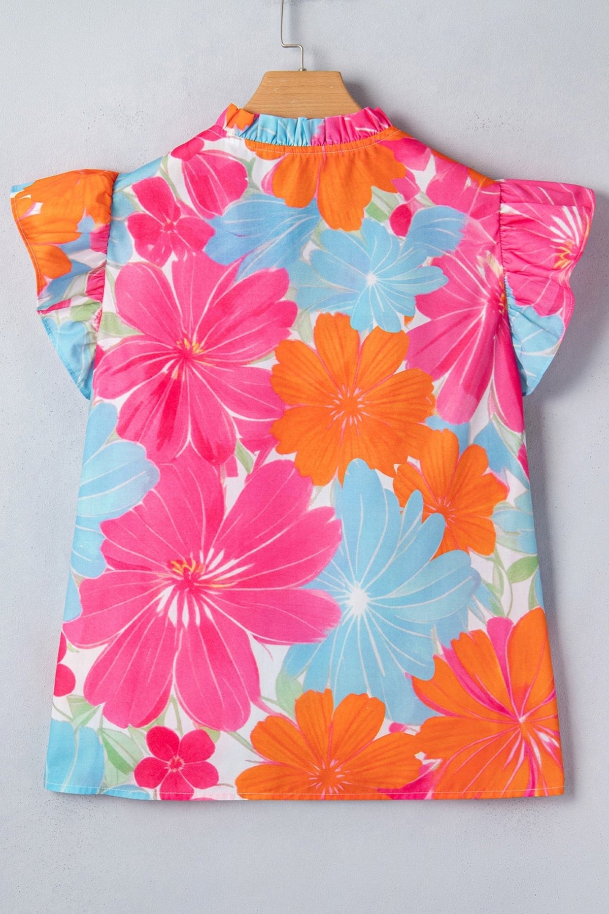 Floral Ruffle Tied V-Neck Flutter Sleeve Blouse - Rooted & Reckless Co.