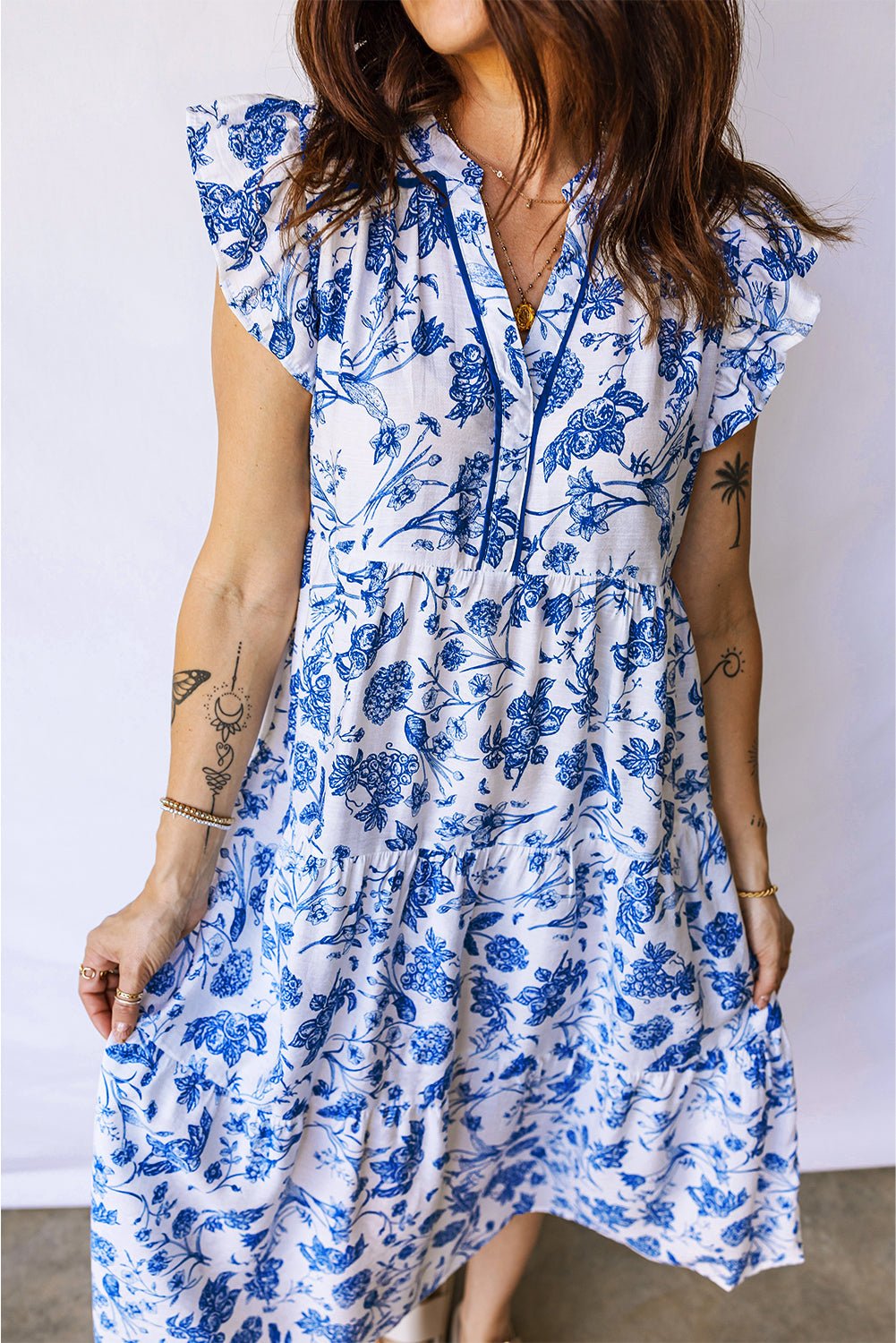 Floral Ruffle Tiered Midi Dress - Rooted & Reckless Co.