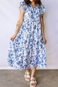 Floral Ruffle Tiered Midi Dress - Rooted & Reckless Co.