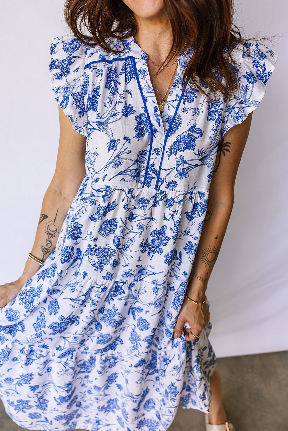 Floral Ruffle Tiered Midi Dress - Rooted & Reckless Co.