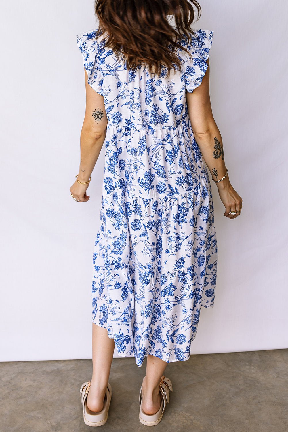 Floral Ruffle Tiered Midi Dress - Rooted & Reckless Co.