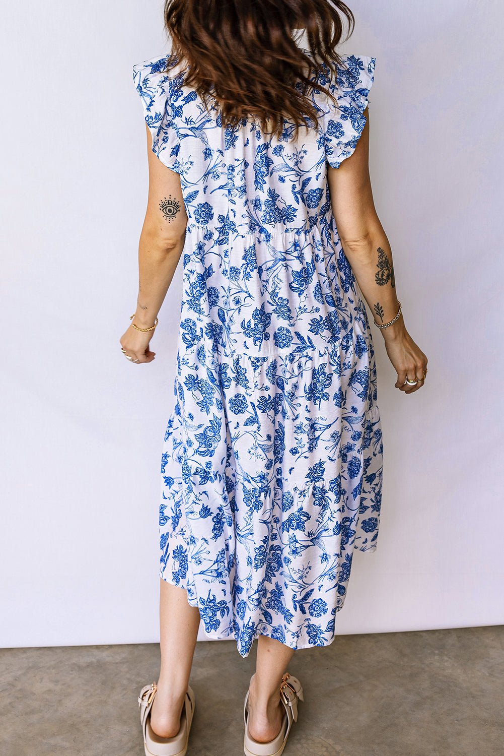 Floral Ruffle Tiered Midi Dress - Rooted & Reckless Co.