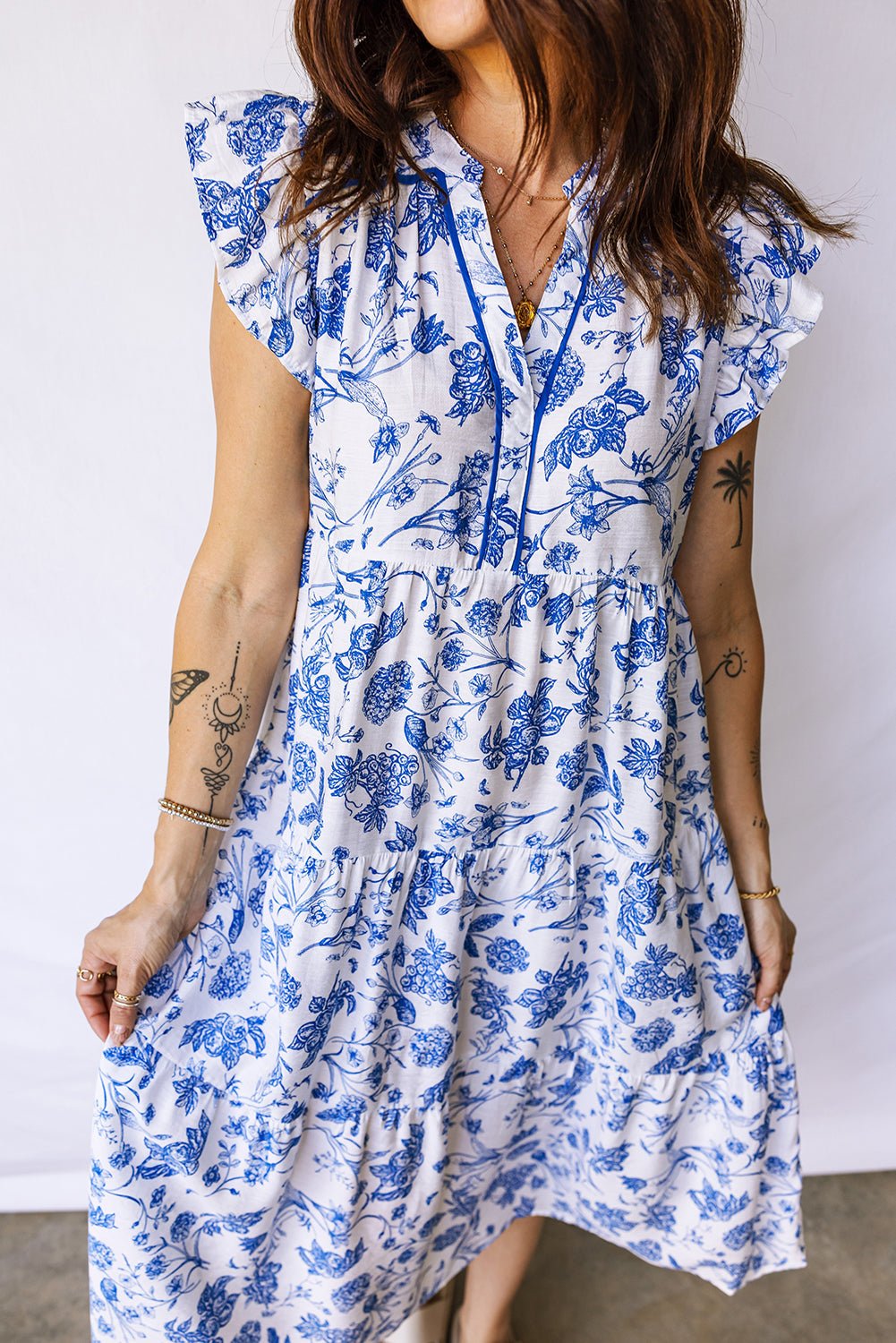 Floral Ruffle Tiered Midi Dress - Rooted & Reckless Co.