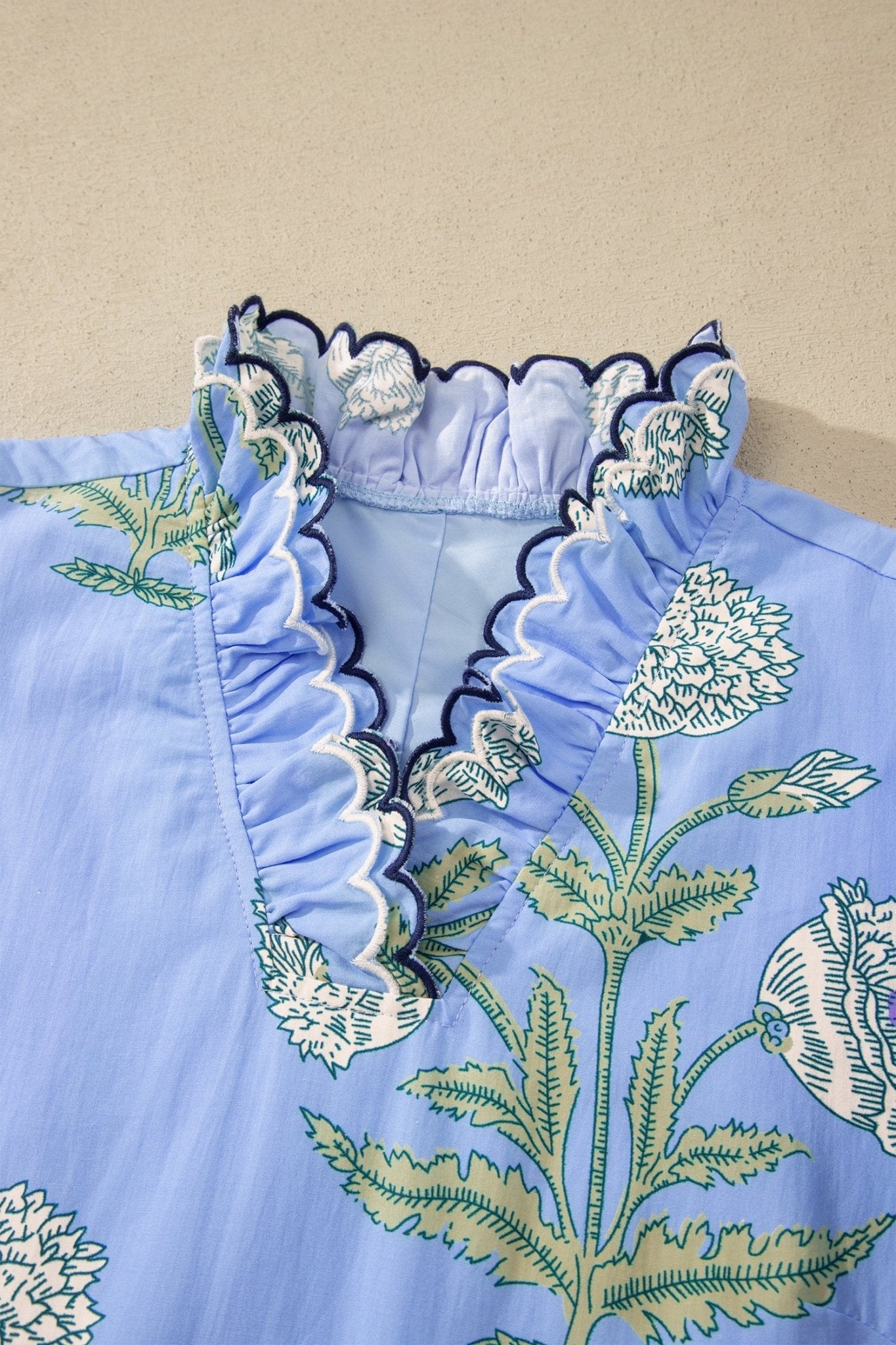 Floral Scalloped Embroidery Drop Waist Mini Dress - Rooted & Reckless Co.