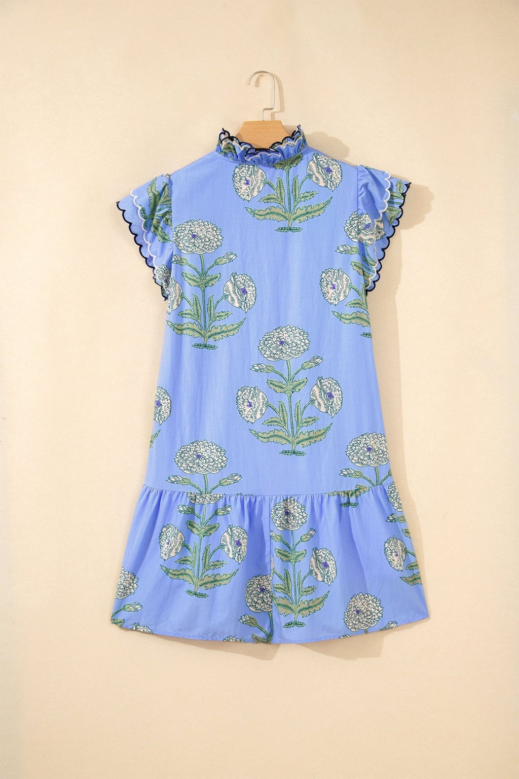 Floral Scalloped Embroidery Drop Waist Mini Dress - Rooted & Reckless Co.