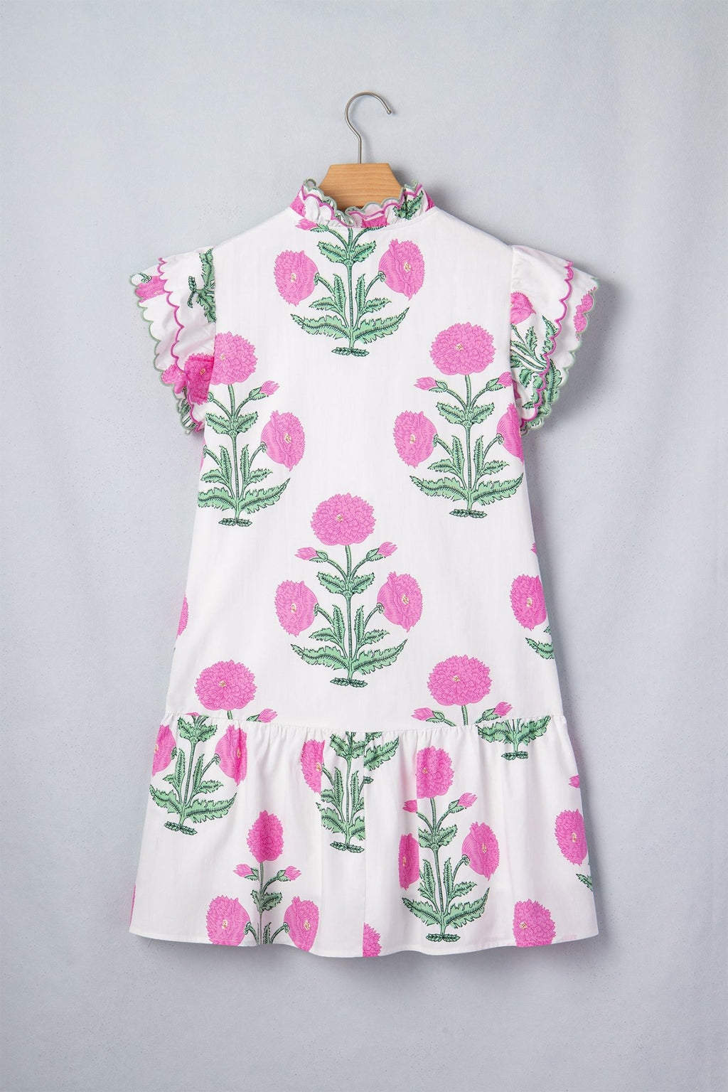 Floral Scalloped Embroidery V-Neck Mini Dress - Rooted & Reckless Co.