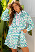 Floral Scalloped Notched Neck Mini Dress - Rooted & Reckless Co.