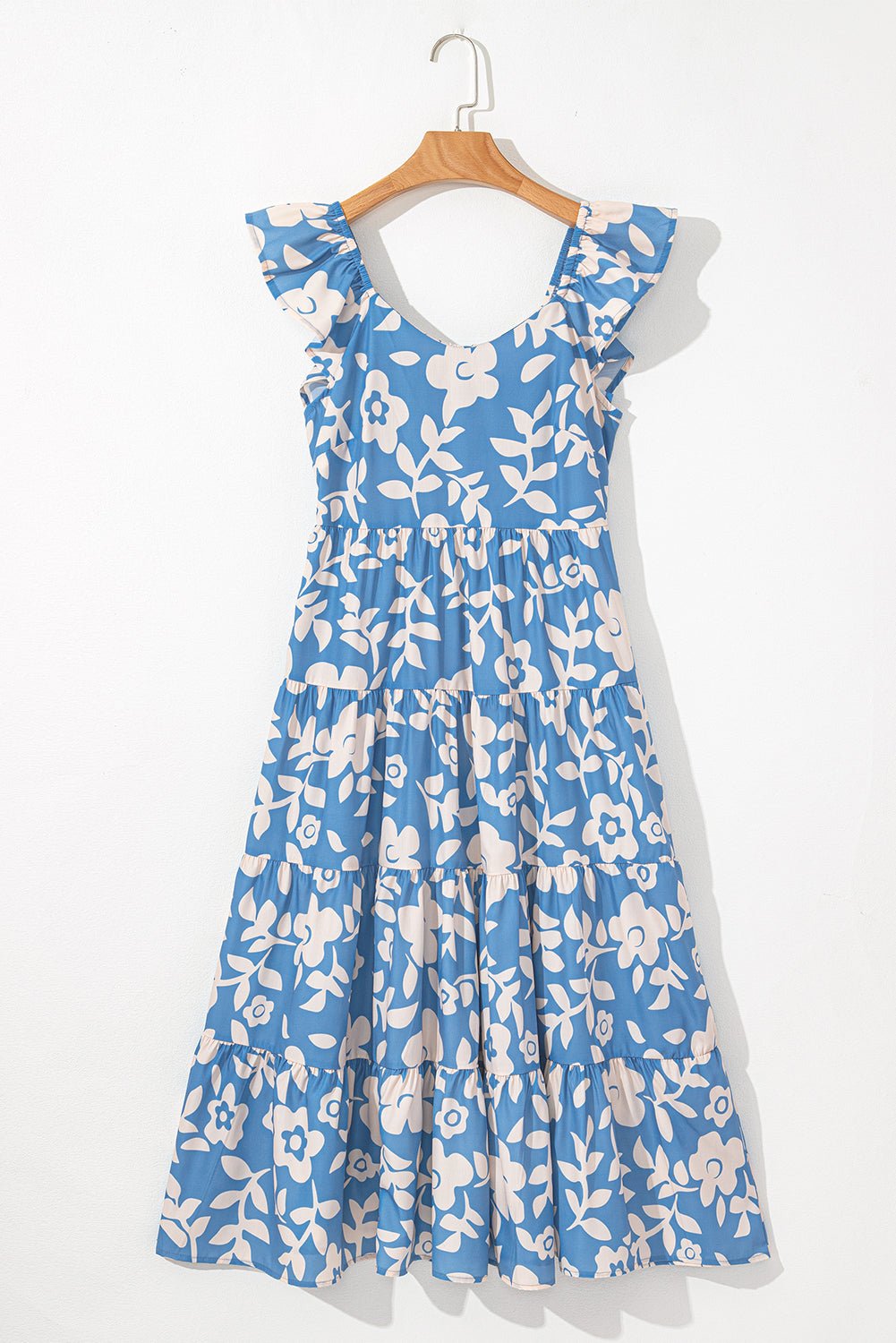 Floral Scoop Neck Tiered Flowy Midi Dress - Rooted & Reckless Co.