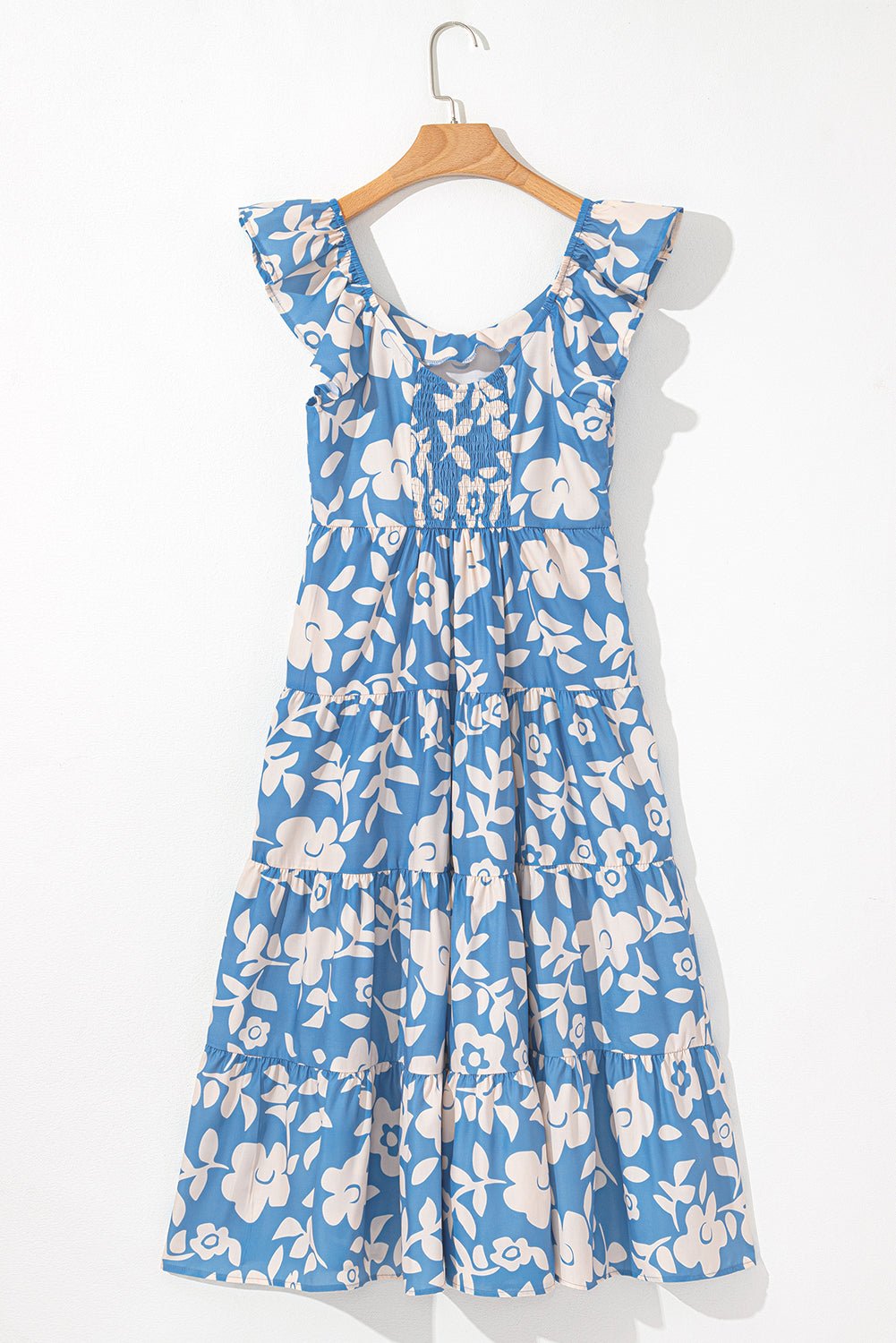 Floral Scoop Neck Tiered Flowy Midi Dress - Rooted & Reckless Co.