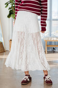 Floral Sheer Lace Flowy Maxi Skirt - Rooted & Reckless Co.