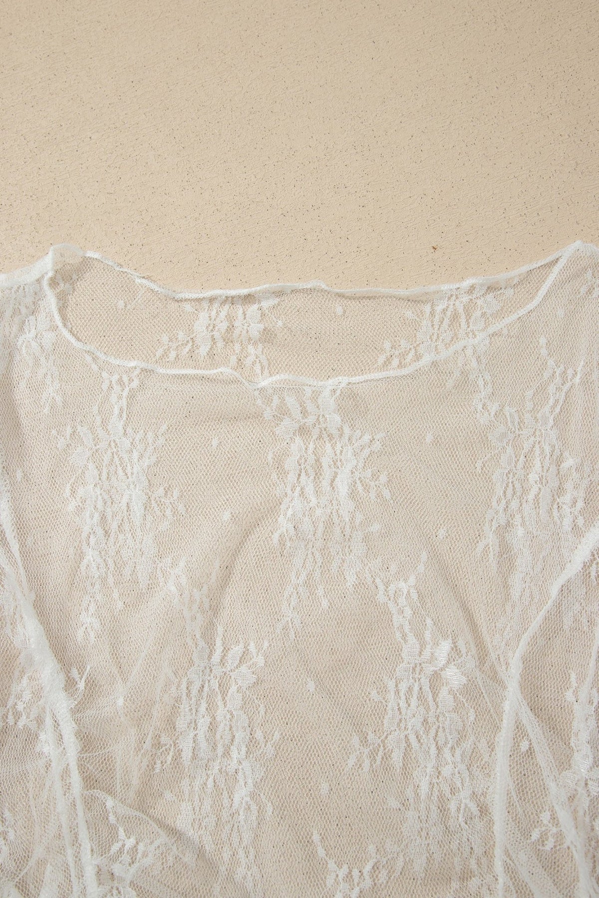 Floral Sheer Lace Mesh Exposed Seam Ruched Top - Rooted & Reckless Co.